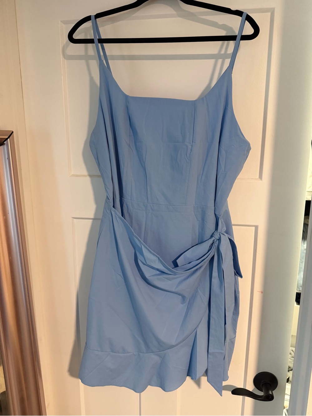Light Blue Spaghetti Strap Tie-Waist Dress